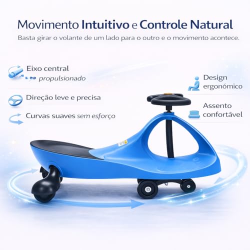 Carrinho Gira Gira Infantil Twist Rolimã, Movimento por Balanço do Volante, Suporta até 70 kg (Azul/Preto)