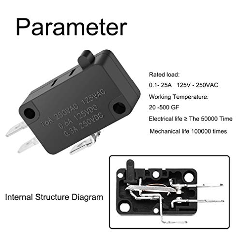 12PAack 125V/250V 16A SPDT Snap Action Button Micro Limit Switch for Microwave Oven Door Arcade