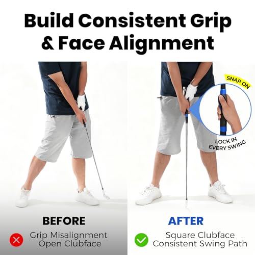 Honharo Golf Club Grip – Golf Grip Trainer & Grip Corrector for Proper Hand Position and Muscle Memory – Non-Slip, Easy Install,Golf Grip Kit Fits Standard Driver, Iron, Wedg