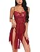 Avidlove Women Lingerie Nighty Lace Babydoll Dress Chemise Nightgown Wine Red Large