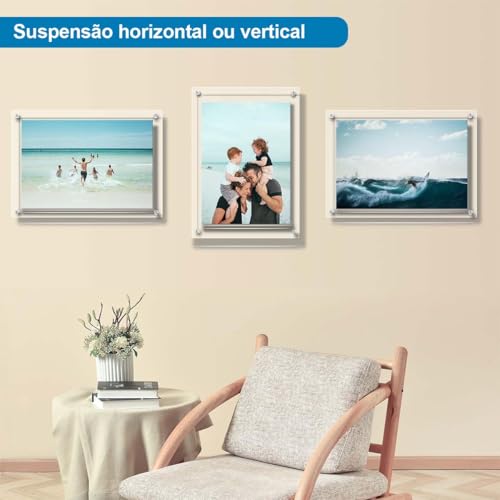 Soporte de Pared Acrílico Transparente, 33.5x24.5cm Letrero Marco Tamaño Carta, Porta Menu para Título Profesional y Marcos de Fotos Acrílicos