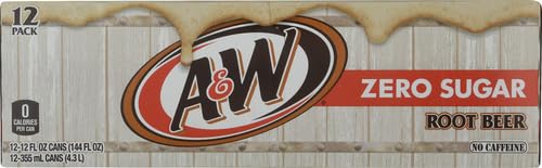 A&W ZERO SUGAR ROOT BEER SODA, 12 FL OZ CANS, 12 PACK