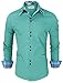 TAM WARE Mens Trendy Slim Fit Inner Checkered Button Down Shirt TWNMS323S-MINT-US M