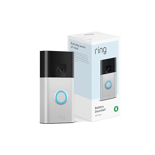 Like-New Ring Battery Doorbell | Home or business security with Head-to-Toe Video, Live View with Two-Way Talk, and Motion Detection & Alerts (newest model), Satin Nickel