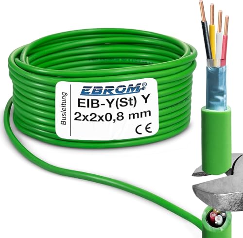 EBROM EIB-Y(St) Y Câble de données vert 2 x 2 x 0,8 mm, câble de bus d'installation, câble de télécommunication, 100 m, anneau de 100 m