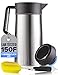 Pykal Thermal Coffee Carafe - with ThermaClick Lid, 68 oz Capacity, Lab Tested 8 Hour 150F Heat Retention, Surgical Rust Resistant Stainless Steel, Long Handle Brush Included Inside