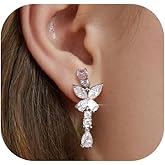 Awinesn Clip on Earrings for Women 925 Sterling Silver Plated Cubic Zirconia Long Tassel Dangle Drop Earrings Non Pierced Earrings for Women Jewelry Gifts Wedding Party