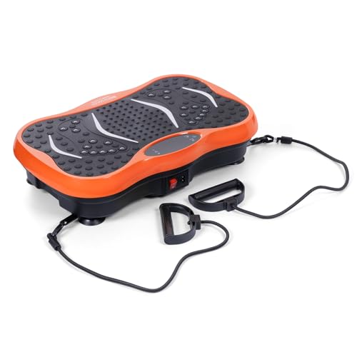 Bio Shaker Maquina de Ejercicio Power Therapy Plataforma Vibratoria con Control Remoto, Ligas de Resistencia, Capacidad 120 kg, Base Antideslizante, Entrenamiento en Casa, Color Negro