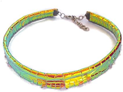 Holographic Leather Choker