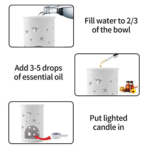 T4U Ceramic Tealight Candle Holder Oil Burner, Essential Oil Incense