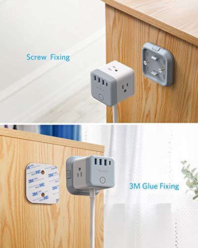 image for BESTEK Power Strip with USB, Vertical Cube Mountable Power Outlet Exte