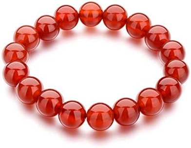 Mkxiaowei 10mm Red Agate single ring bracelet Female bracelet Red Hand string ruby hand string lady Red Agate Bracelet
