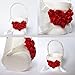 ATAILOVE 2 Pcs Flower Girl Basket Set- Elegant Royal Love Wedding Flower Baskets (Red)