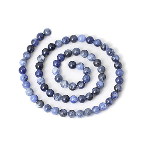 Qiwan 60PCS 6mm Blue Sodalite Natural Gemstone Loose Beads Round Crystal Energy Stone Healing Power for Jewelry Making 1 Strand 15" - Thumbnail 2