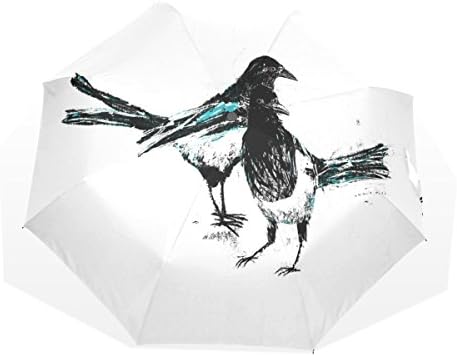 BYouLockX Watercolor Crow Rain Umbrella for Windproof & UV protection