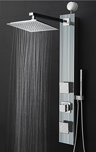 UPC 021808754209, Perfetto Kitchen and Bath 35&quot; Easy Connect Wall Mount Tempered Glass Made Rainfall Style Multi-Function Massage Shower Panel Tower System (SP0060)