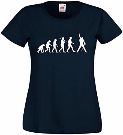 Evolution of a Rock Icon Ladies Navy T-Shirt with White Print
