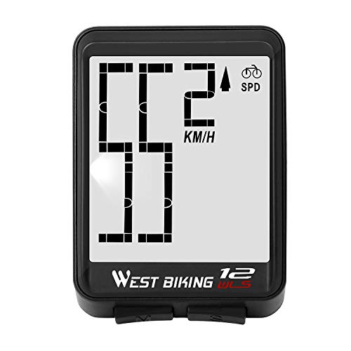 WESTGIRL Bike Computer Wireless, Cycling Speedometer Odometer Large Digits Automatic Speed Display Change, Waterproof EL Backlight Bicycle Computers