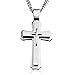 MENDINO Mens Large Polished Stainless Steel Three Giant Cross Pendant Necklace Silver with 22 inch Chain