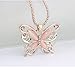 Fashion Womens Lady Rose Gold Opal Butterfly Pendant Necklace Sweater Chain Hot