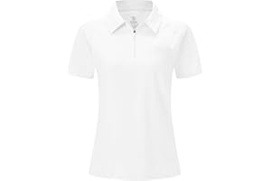 BGOWATU Women's Short Sleeve Golf Polo Shirts 1/4 Zip Tennis Tops Collared T-Shirts UV Protection Quick Dry