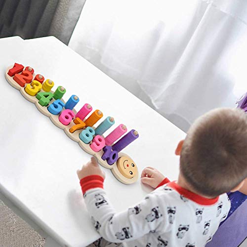 GEDIAO Wooden Montessori Math Blocks Number Stacking Learning Toys Kids ...