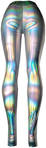 Rave Iridescent Green Mermaid Holographic High Waisted Bottoms Outfits Yoga Leggings Pants