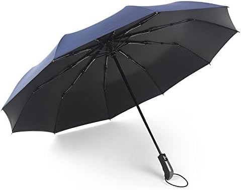 10 Fibreglass Ribs Travel/Golf Umbrella - 210T Finest Waterproof Fabric, Auto Open and Close, Ergonomic Handle - Durable and STYLISH