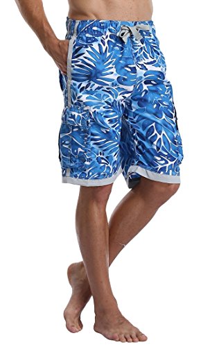 DESTTY Men's Quick Dry Beach Board Shorts Printed Swim Trunks Floral Casual Swim Shorts with Pockets