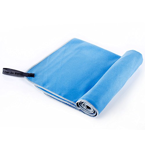 Syourself Microfiber Sports & Travel Towel with Travel Bag & Carabiner, Blue, XL:72"x32" 1pack