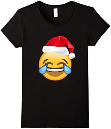 Womens Emoticon Face Tears of Joy Emoji Tee Christmas Emoji T Shirt Small Black