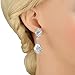 EVER FAITH® Silver-Tone Full Cubic Zirconia Flower Tear Drop Pierced Dangle Earrings