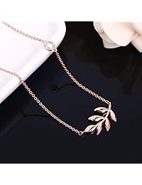 Kisspat - Collar con colgante de hoja de olivo para mujer