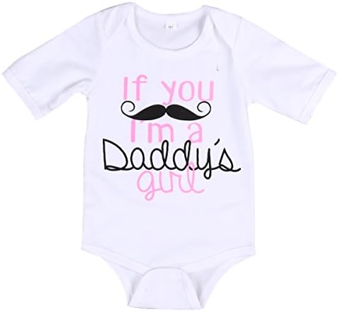 Baby Girls' Mustache Daddys Short Sleeve Bodysuit Rompers (70 ( 0-6 Months ), White)