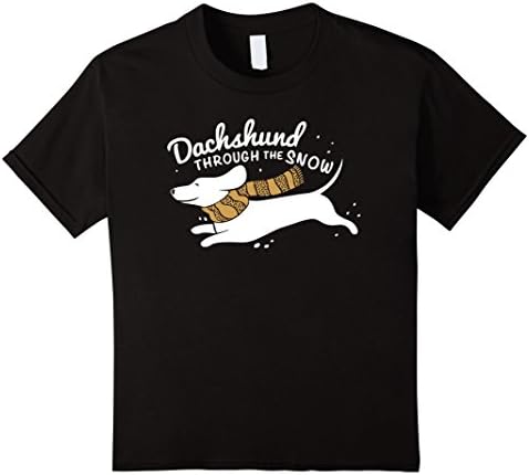 Kids Dachshund Through The Snow Christmas Weiner Dog T-Shirt 12 Black