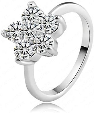 AnnroZ Women Rings White Gold Plated Wedding Bands Rhinestone Cut US 9