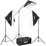 Fovitec  StudioPRO - 3x 20"x28" Softbox Lighting Kit w/ 2500 W Total Output - [Classic][Includes Boom, Stands, Softboxes, Socket Heads, 11x 45W Bulbs]