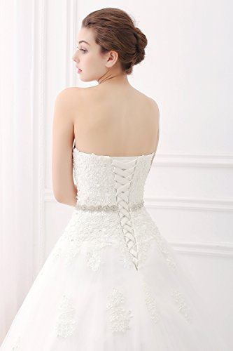 ScelleBridal Sweetheart Strapless A-line Lace Appliques Wedding Dresses for Bride Ivory 16