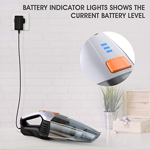 SUAOKI Handheld Vacuum Cordless, 6.5Kpa Hand Vacuum Cleaner with 14.8V Li-ion Battery Powered Rechargeable Quick Charge Washable Double Filter Stainless Steel, Dry Vac for Home, Carpet, Car, Hard Floo