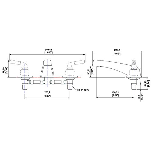 Laguna Brass 3320ACP/4010CP Mobile Home Two Handle Non-Metallic Shower Diverter With Matching Shower Head/Arm/Flange