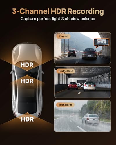 70mai 4K T800 3 Channel Dash Cam Front and Rear Inside (2160P+2160P+1080P), STARVIS 2 IMX678, HDR Night Vision, Dash Camera for Cars with 512GB Card, WiFi 6, 4G LTE, ADAS, 24H Parking Mode