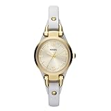 Fossil Mini Georgia Champagne Dial White Leather Ladies Watch ES3266