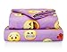 Fabugears Chital Emoji Sheet Set - Kids’ Sheets - Includes a Flat Sheet, a Fitted Sheet & a Pillow Case - Super Soft Microfiber Sheet Set - Wrinkle-free Linen Cot Bed Sheets, (Purple,Cot Size)