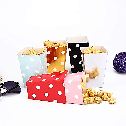 CLAIREBOX Popcorn Boxes Food Grade Multicolor Polka Dot Design for Movie Party, Theater Night, Festivals, Wedding Favors
