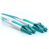 CableRack 50m LC/LC 40/100GB Duplex 50/125 Multimode OM4 Fiber Patch Cable Aqua