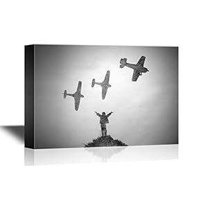 Canvas Wall Art - Little Boy Who Dreams of Becoming a Pilot - Gallery Wrap Modern Home Art | Ready to Hang - 12x18 inches