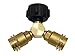 Hongso TA007 Propane Y-Splitter Tee Adapter Connector with 1-Male QCC and 2-Female QCC for BBQ Grill, Heater, Stove, Propane appliances, 100% Solid Brass