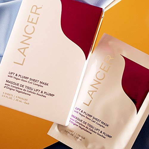 Lift and Plump Sheet Mask, 4 Count, Dr. Lancer Dermatology Skincare, Features Palmitoyl