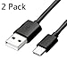 Genuine 2 Pack USB-C to USB A Charging Cable, Type C to Type A Sync Data Transfer Charger Power Cable Cord Compatible with Samsung Galaxy Note 8/S8/S8+/S9/S9 Plus (Black-01)