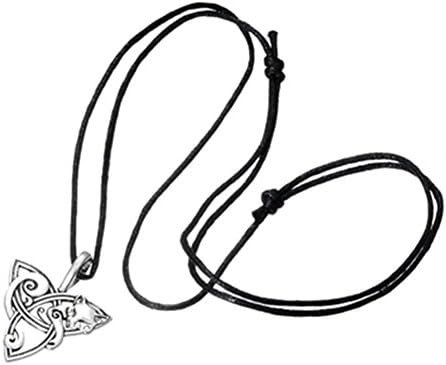 JYS365 Men Fox Triquetra Animal Necklace Viking Jewelry Knot Pendant Amulet Gift - Silver